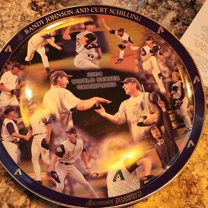 Randy Johnson and Curt Schilling  Collector plate from 2001 World Series